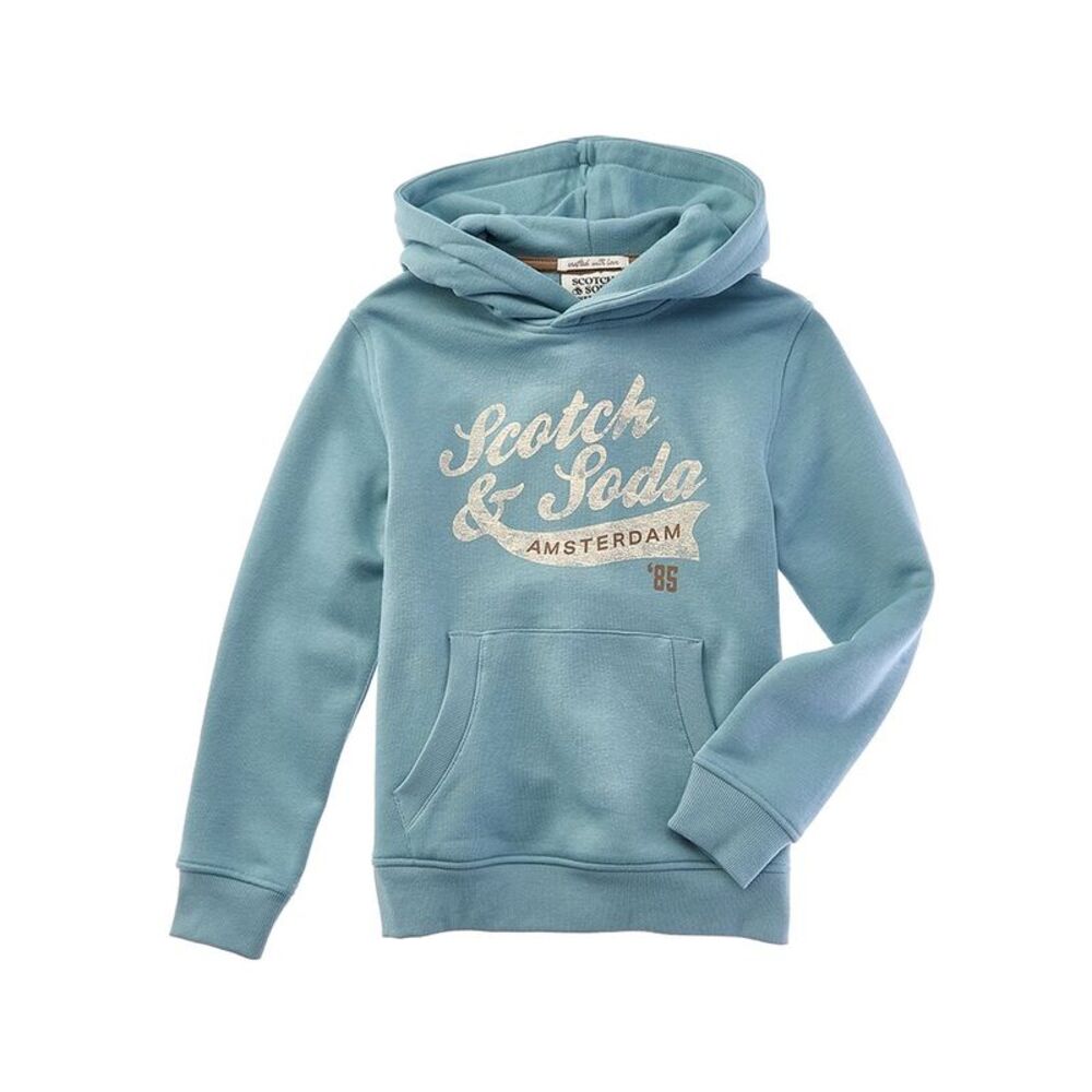 Scotch & Soda Boys  Graphic Fleece Pullover Hoodie, Blue